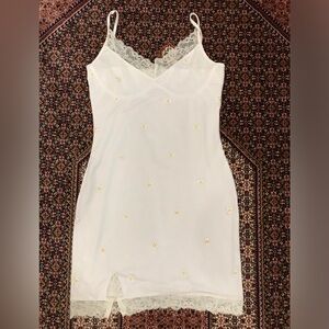Elegant White Lace Trim Slip Dress. Never worn.